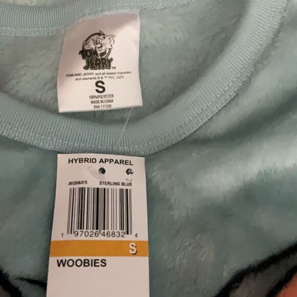 Hybrid Apparel Tom and Jerry Blue Fleece Sweatshirt Woobies Size Small NWT - Picture 4 of 4